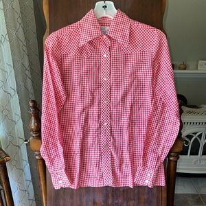 Vintage Hot Line from Mervyns Top Womens 8 gingham pearl snap red western